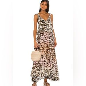 Juliet Dunn animal print ombre maxi dress with tie shoulders NWT